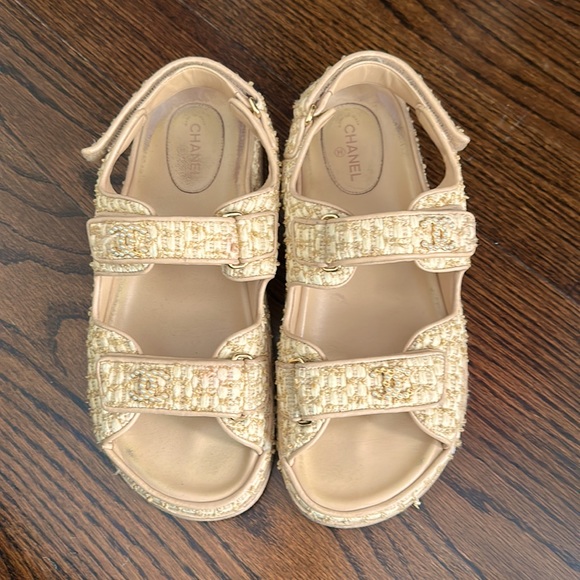 CHANEL Interlocking CC Logo Raffia Espadrilles Dad Sandals Size: 9.5 | IT 39.5 - Picture 5 of 11
